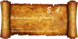 Bukovinszki Albert névjegykártya